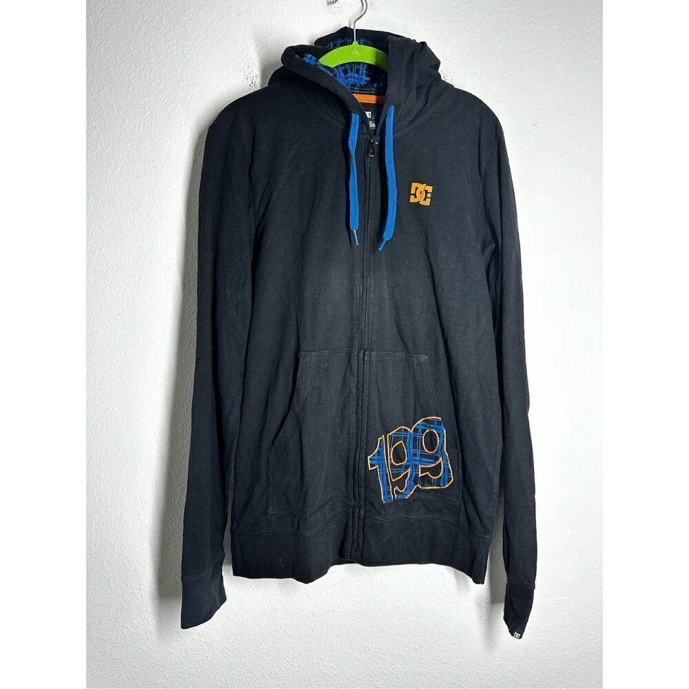 DC TRAVIS PASTRANA 199 PLAID FULL ZIP MEN'S SWEATSHIRT BLACK BLUE *Notes Size S